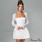 Lace Long Stylish Sleeve Mini Dress image 4