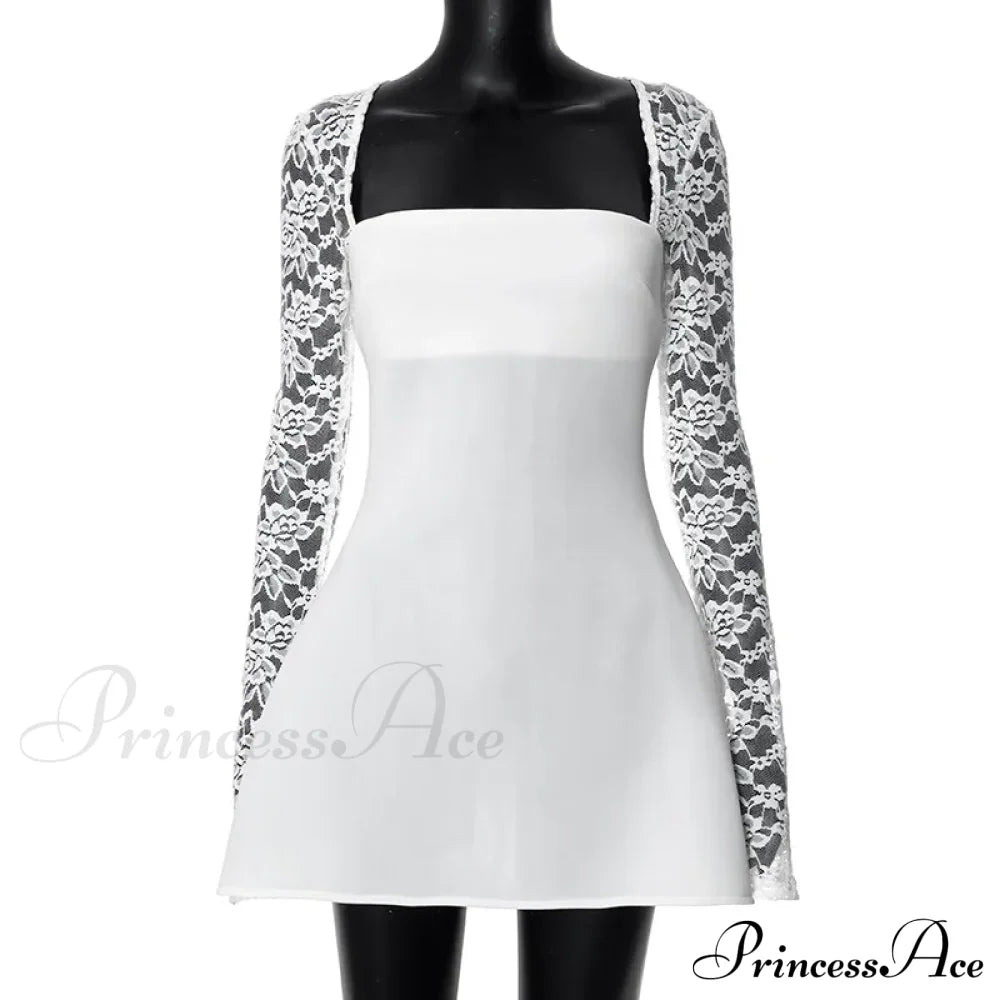 Lace Long Stylish Sleeve Mini Dress image 9