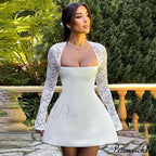 Lace Long Stylish Sleeve Mini Dress image 2