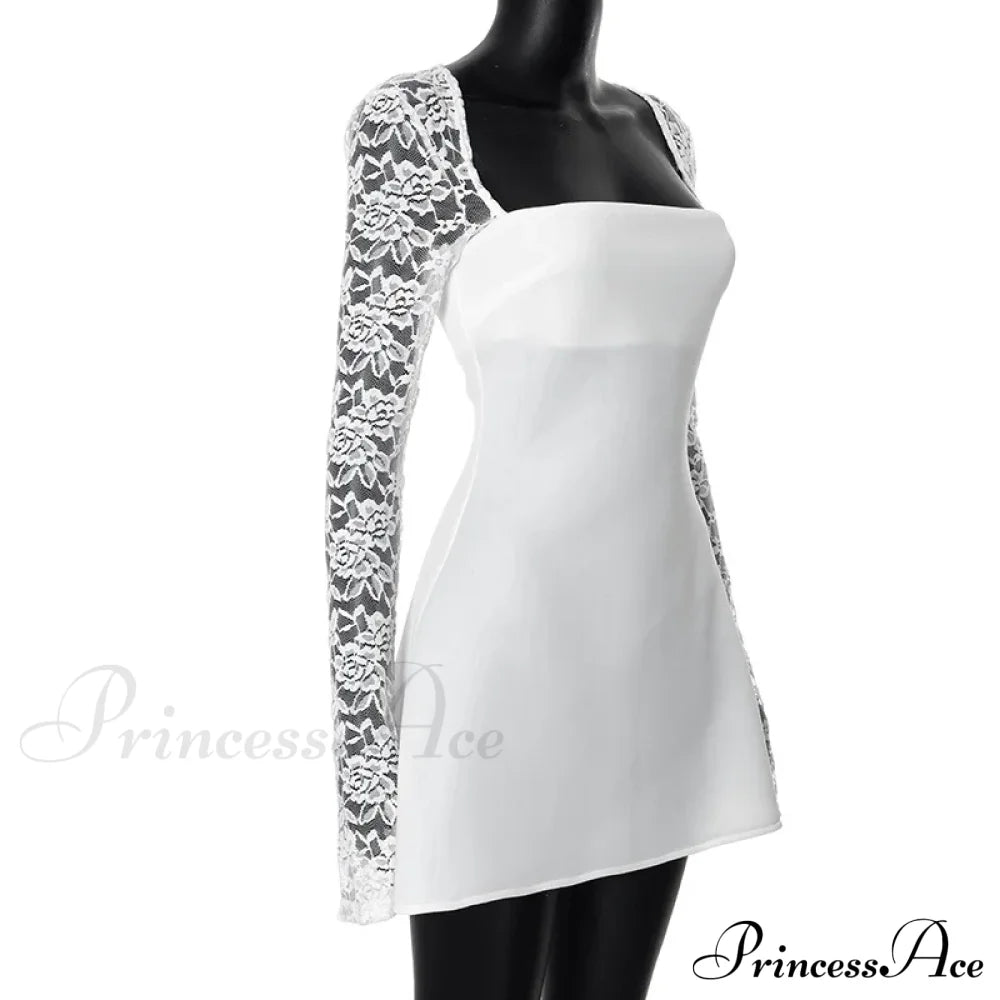Lace Long Stylish Sleeve Mini Dress image 10