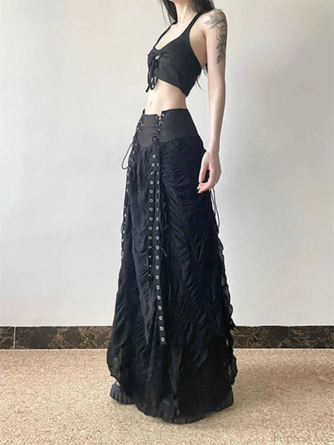Lace Mesh Fairy Bow Long Skirt image 2