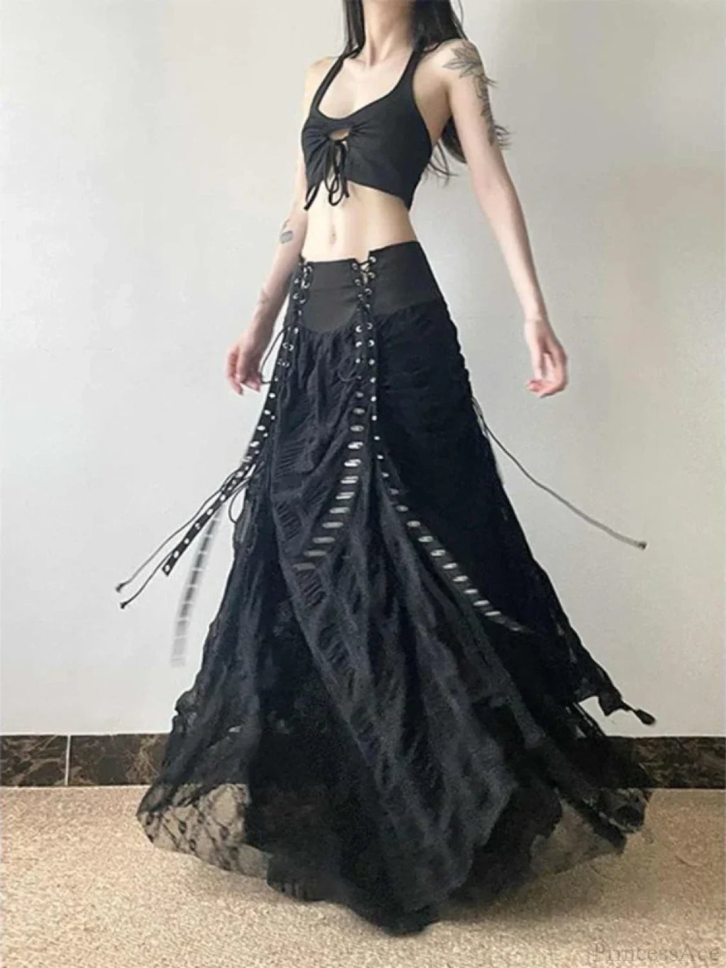 Lace Mesh Fairy Bow Long Skirt image 3