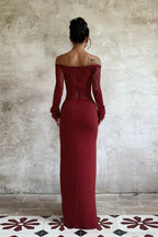 Lace Off Shoulder Elegant Bodycon Maxi Dress image 3