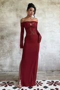 Lace Off Shoulder Elegant Bodycon Maxi Dress image 1
