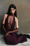 Lace Panel Halterneck Deep V Ruched Party Dress image 1