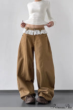 Lace Panel High Waist Wide Leg Jeans image 3