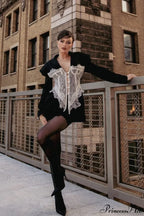 Lace Panel Sexy Fitted Shoulder Blazer image 5