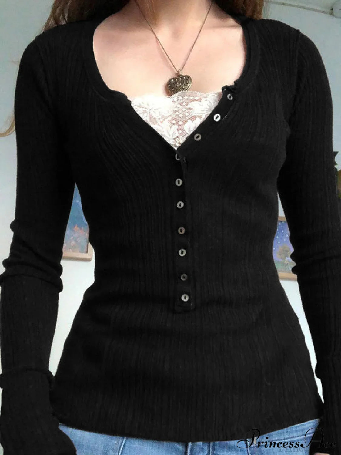 Lace Paneled Graceful Brown Tank Top image 6
