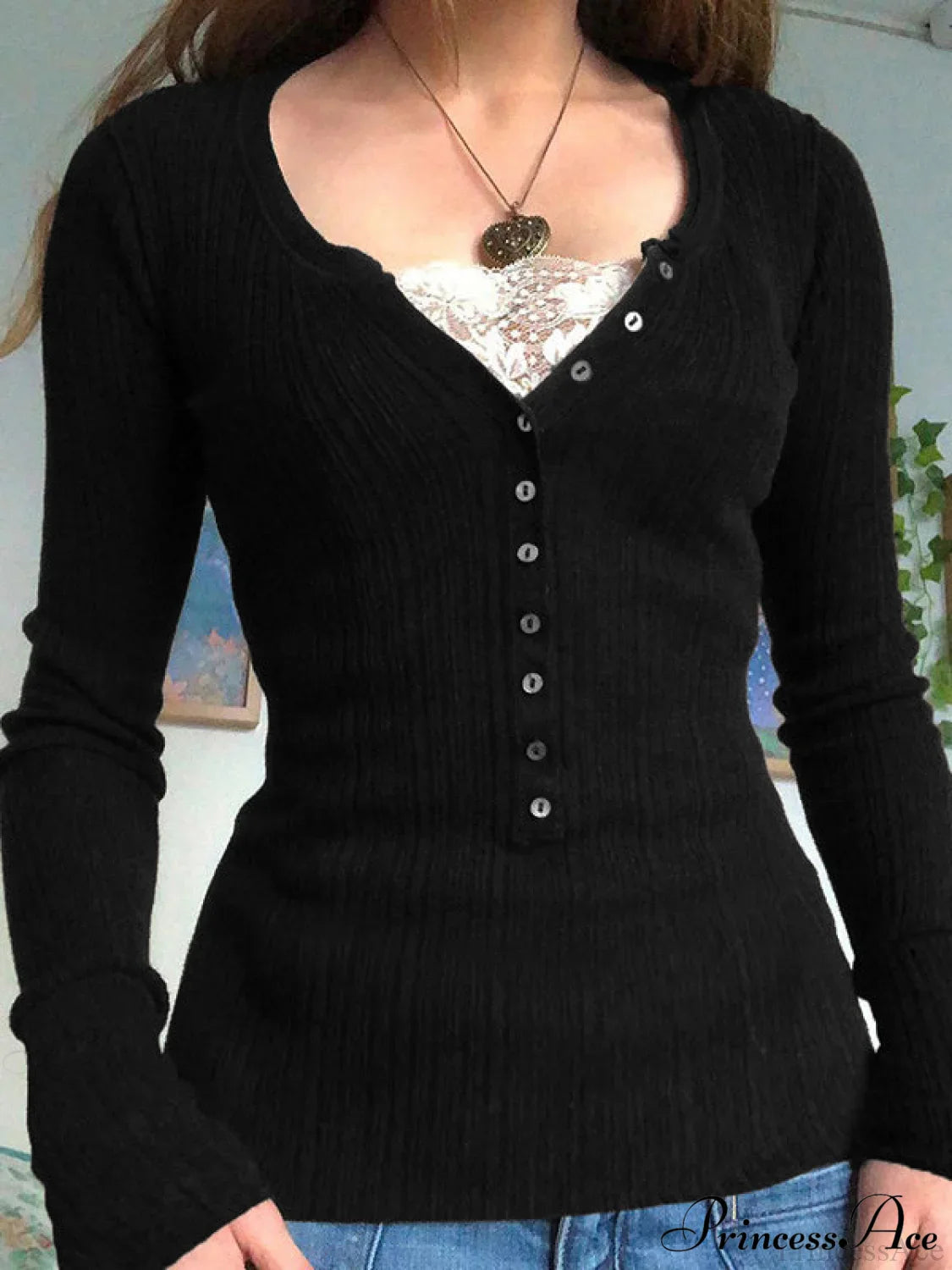 Lace Paneled Graceful Brown Tank Top image 7