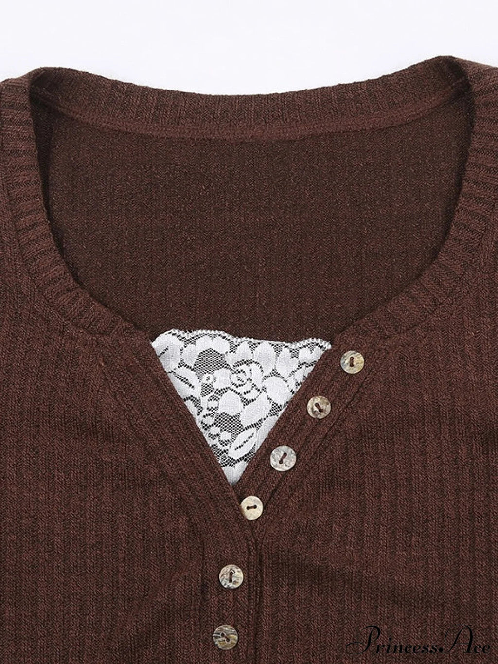 Lace Paneled Graceful Brown Tank Top image 4