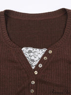 Lace Paneled Graceful Brown Tank Top image 4