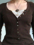 Lace Paneled Graceful Brown Tank Top image 3