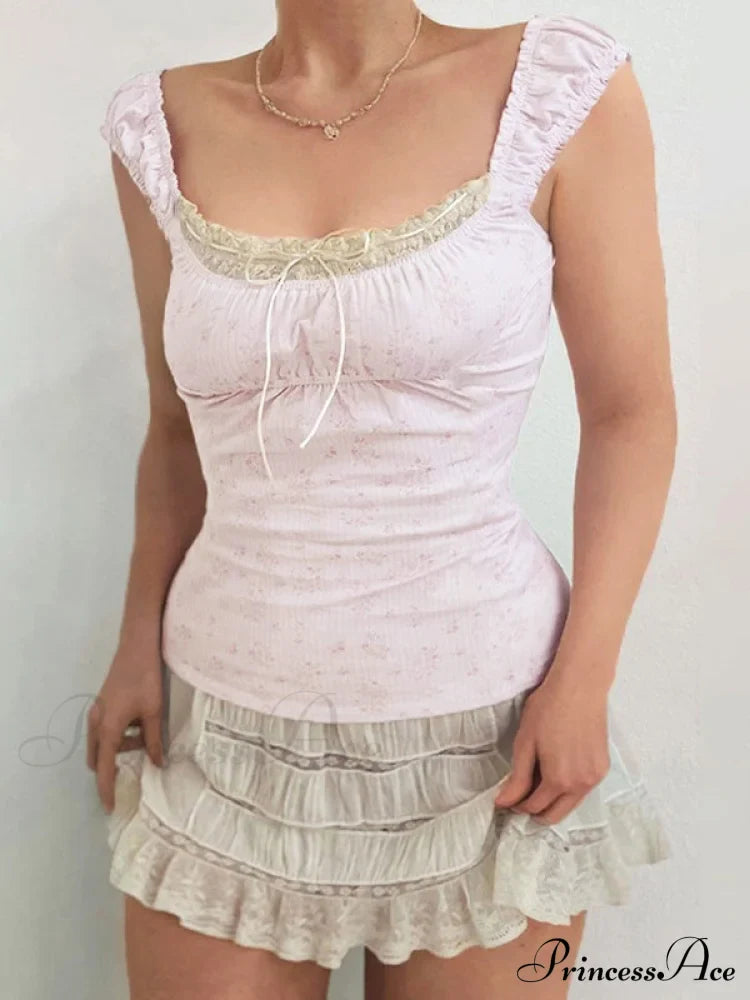 Lace Paneled Graceful Denim Corset Top image 4