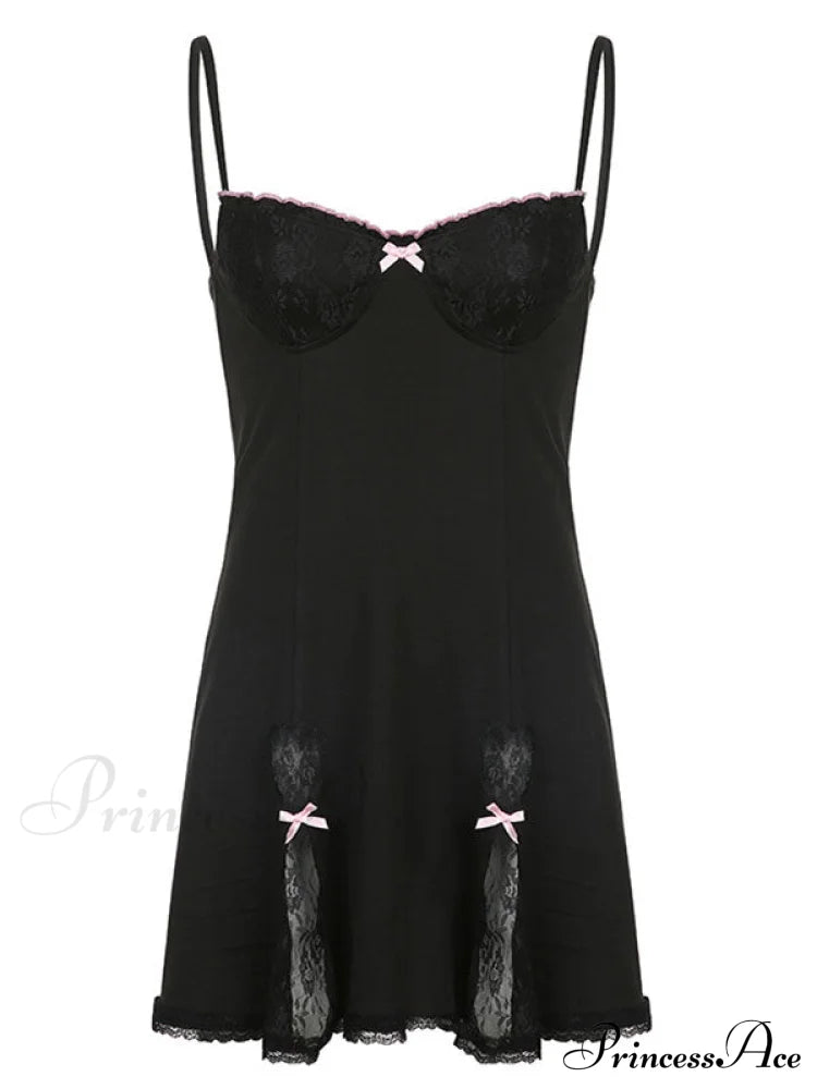 Sexy Black Lace Detail Mini Dress image 3