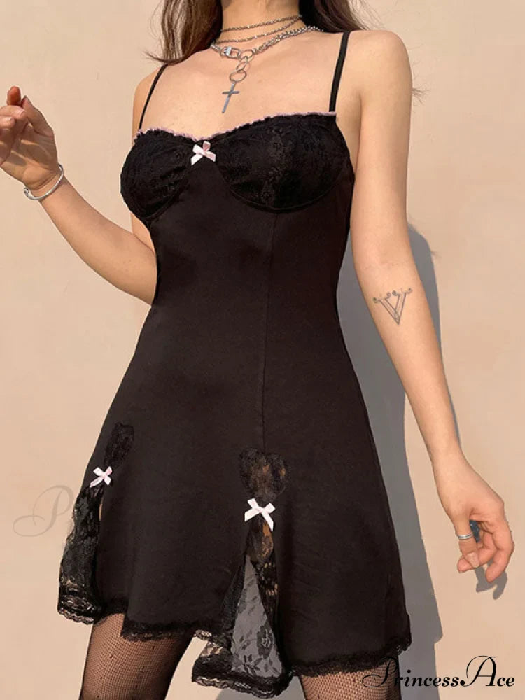 Sexy Black Lace Detail Mini Dress image 4