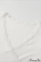 Lace Paneled V-Neck Tie-Waist Long-Sleeve Slim Knit Top image 9