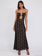 Lace Party Strapless Bodycon Long Floral Dress image 2