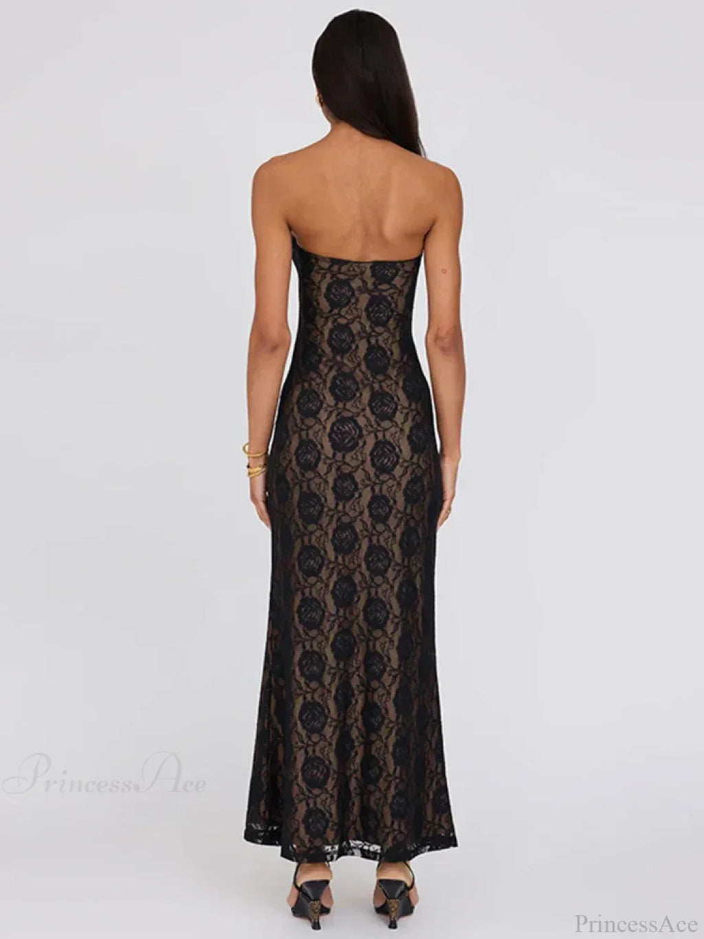Lace Party Strapless Bodycon Long Floral Dress image 4