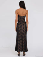 Lace Party Strapless Bodycon Long Floral Dress image 4