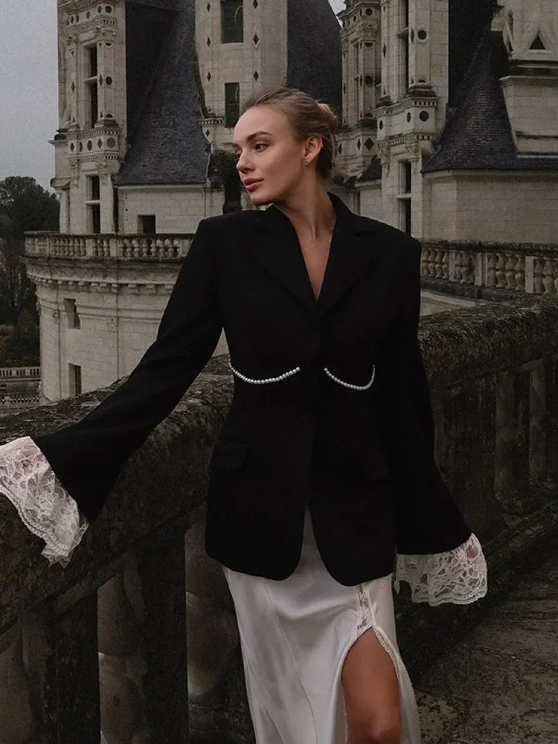 Lace Patchwork Flare Sleeve Coat image 5
