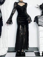Lace Patchwork Flare Sleeve Maxi Dress image 4