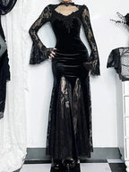Lace Patchwork Flare Sleeve Maxi Dress image 1