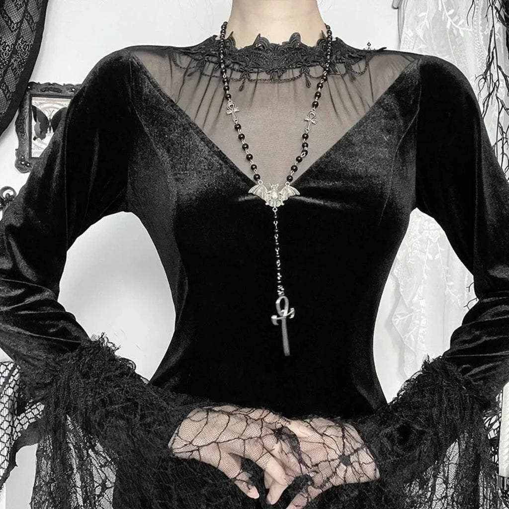 Lace Patchwork Flare Sleeve Maxi Dress image 4