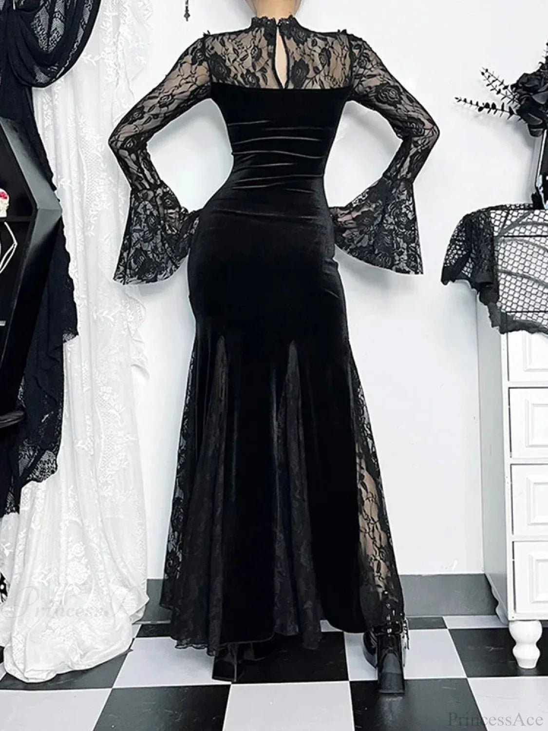 Lace Patchwork Flare Sleeve Maxi Dress image 5