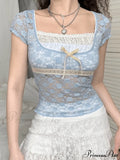Lace Patchwork Graceful Butterfly Print Dress image 1