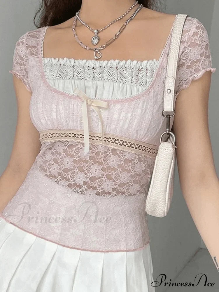 Lace Patchwork Graceful Butterfly Print Dress image 5