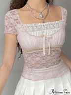 Lace Patchwork Graceful Butterfly Print Dress image 6
