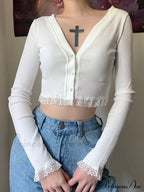 Lace Patchwork Knitted Cardigan image 2