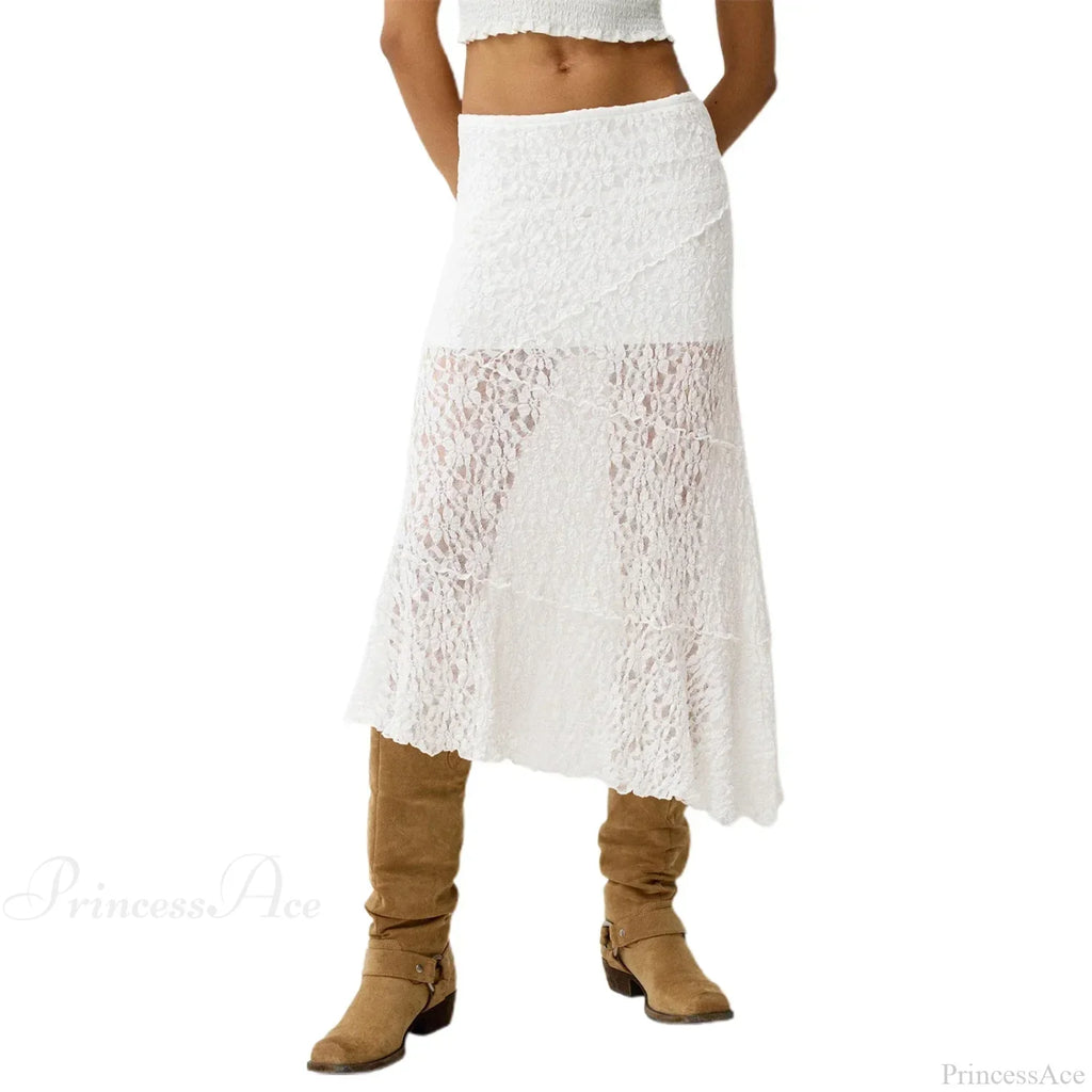 Lace Patchwork Low Waist Summer Long Skirt Casual Skirt image 6