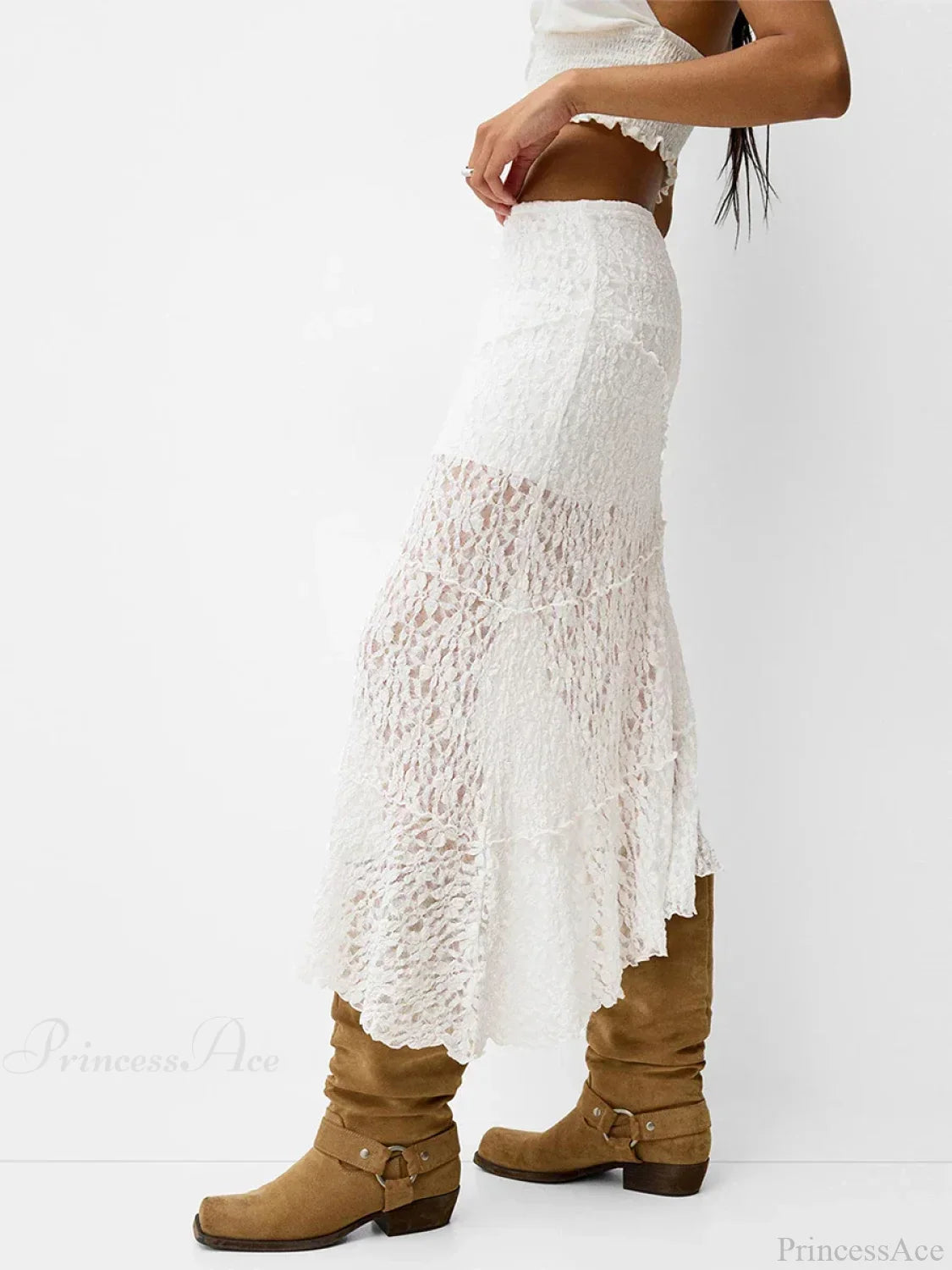 Lace Patchwork Low Waist Summer Long Skirt Casual Skirt image 2