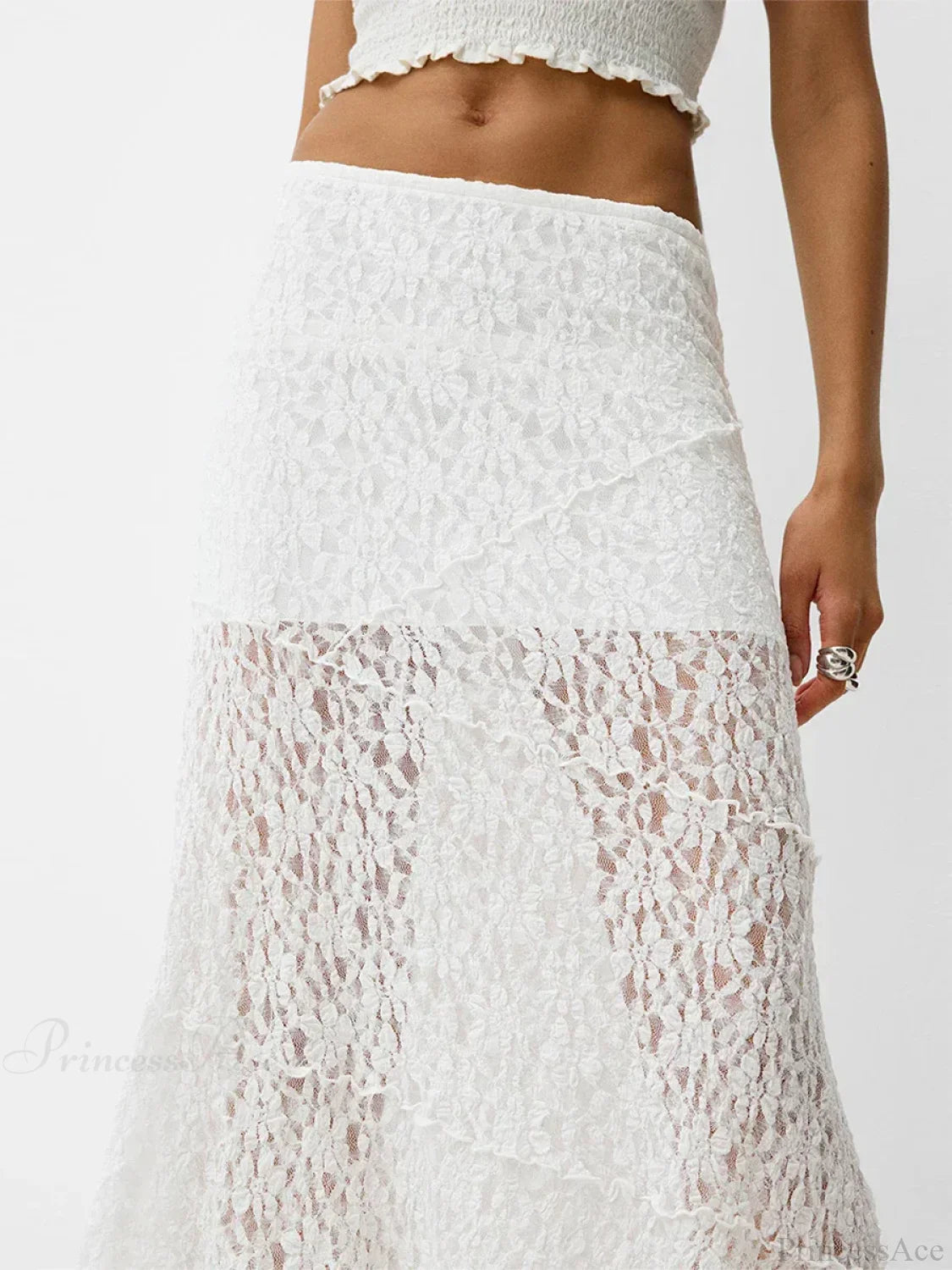 Lace Patchwork Low Waist Summer Long Skirt Casual Skirt image 5