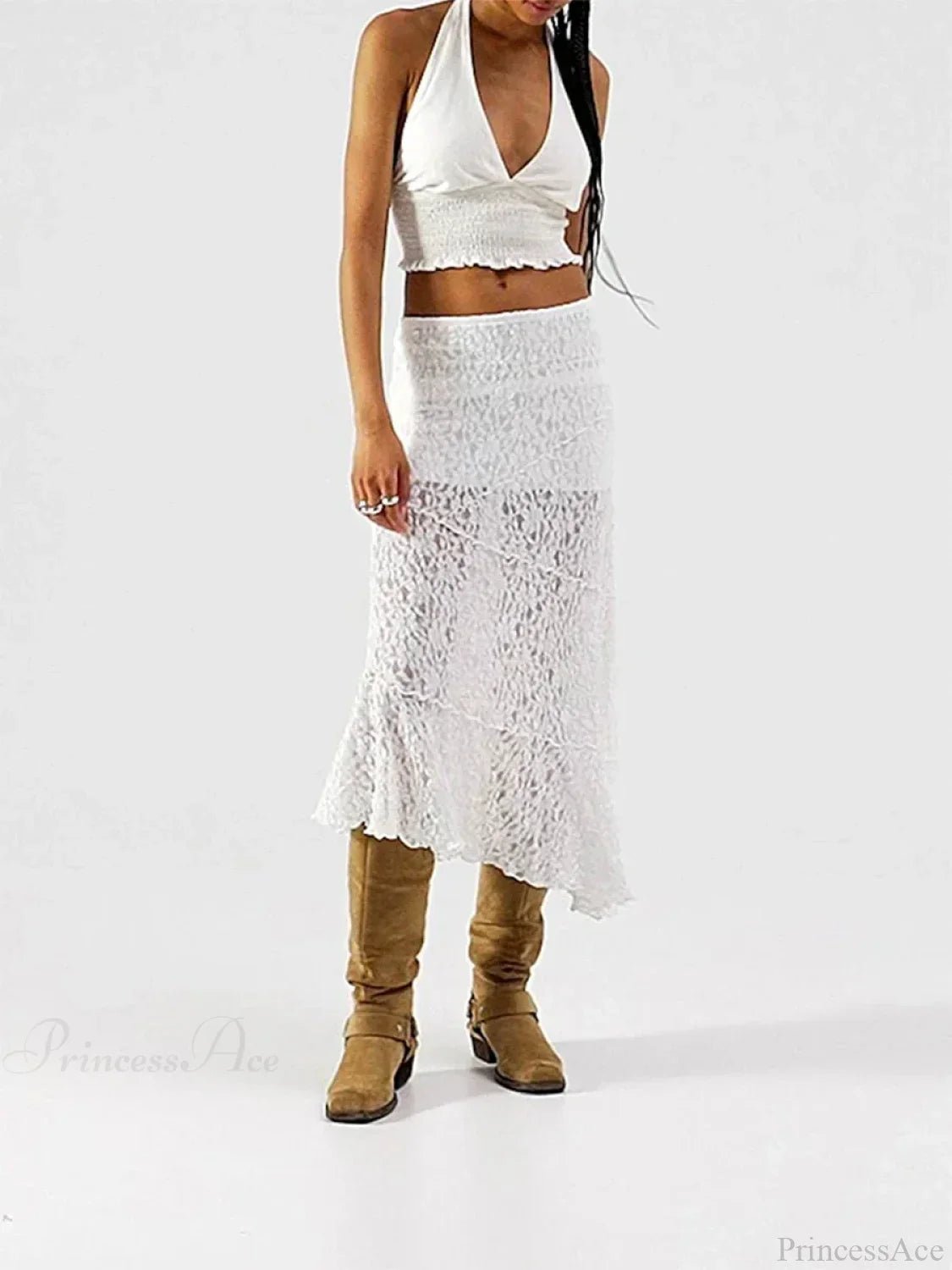 Lace Patchwork Low Waist Summer Long Skirt Casual Skirt image 3