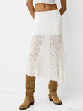 Lace Patchwork Low Waist Summer Long Skirt Casual Skirt image 1