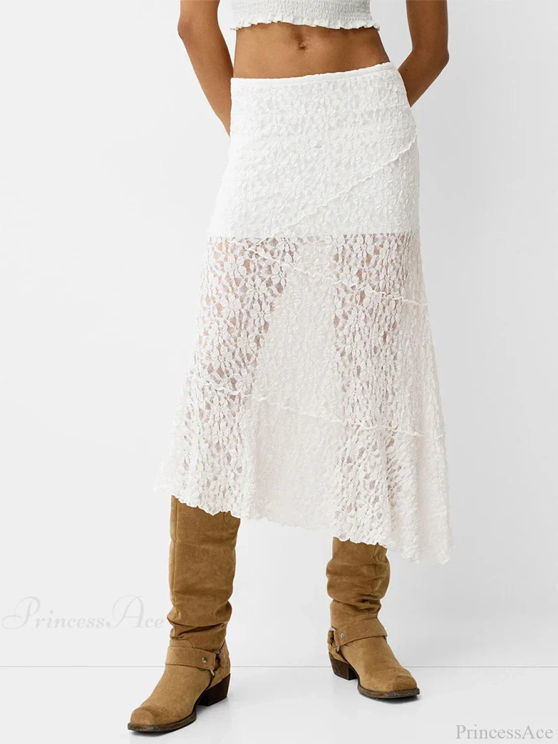 Lace Patchwork Low Waist Summer Long Skirt Casual Skirt image 1