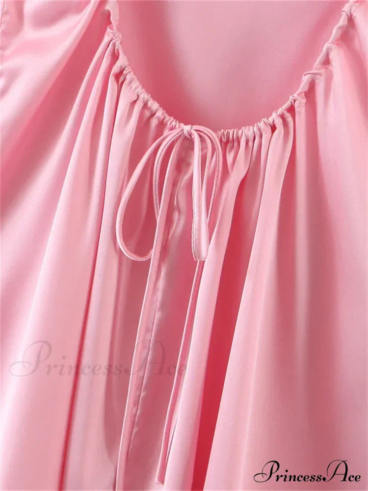 Lace Patchwork Ruched Vintage Sleeveless Strap Backless Mini Dress image 4