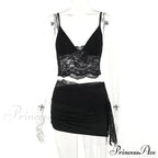 Lace Patchwork See Through Crop Top Ruched Mini Dress image 5