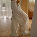 Lace Patchwork White Wide Leg Pants image 2