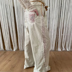 Lace Patchwork White Wide Leg Pants image 1