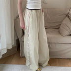 Lace Patchwork White Wide Leg Pants image 6