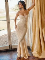 Lace Pleated Slim Bodycon Mermaid Vacation Dress image 1