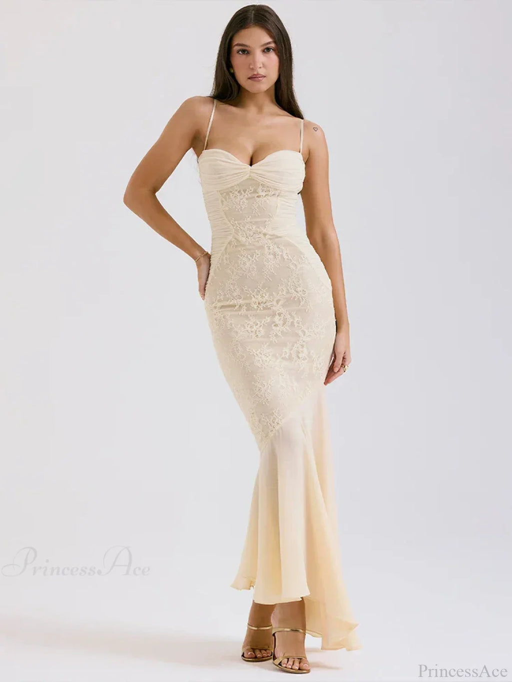 Lace Pleated Slim Bodycon Mermaid Vacation Dress image 3