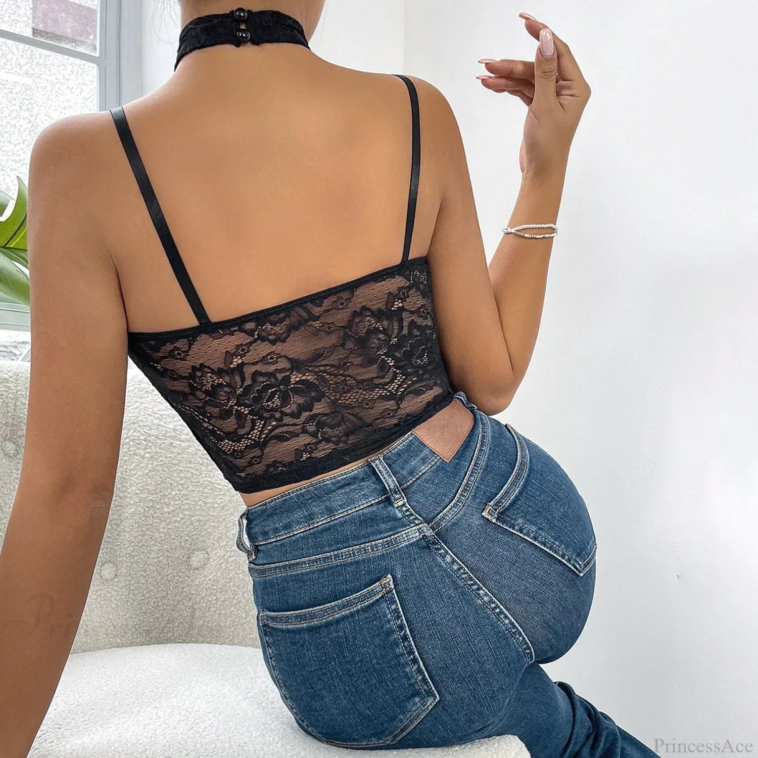 Lace Push-up Hollow Mesh Slim Bustier Crop Top image 2