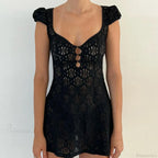 Lace Ruffle Backless Mini Dress image 1