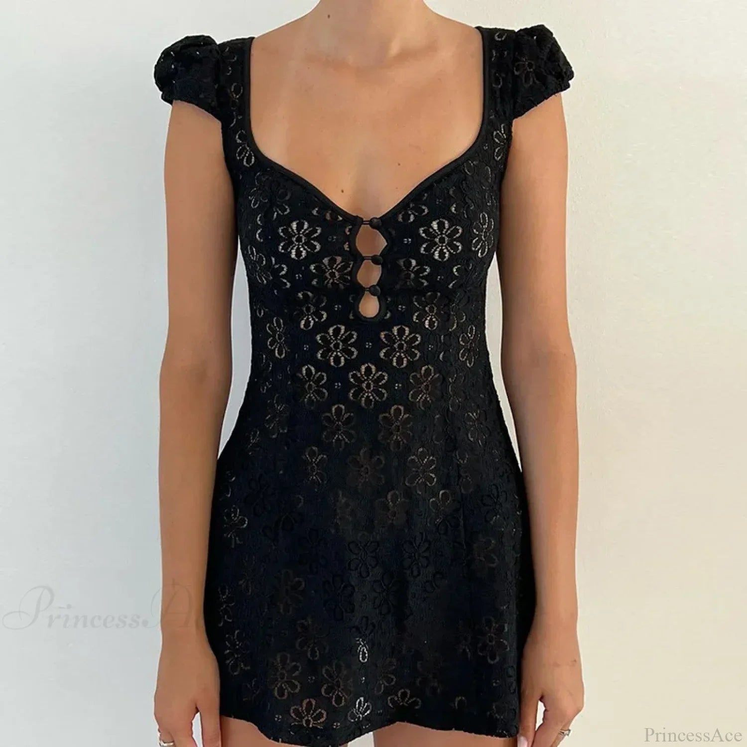 Lace Ruffle Backless Mini Dress image 1