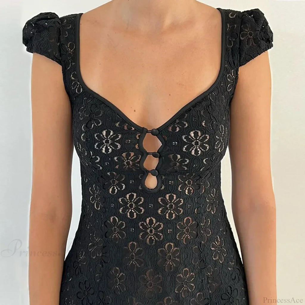 Lace Ruffle Backless Mini Dress image 5