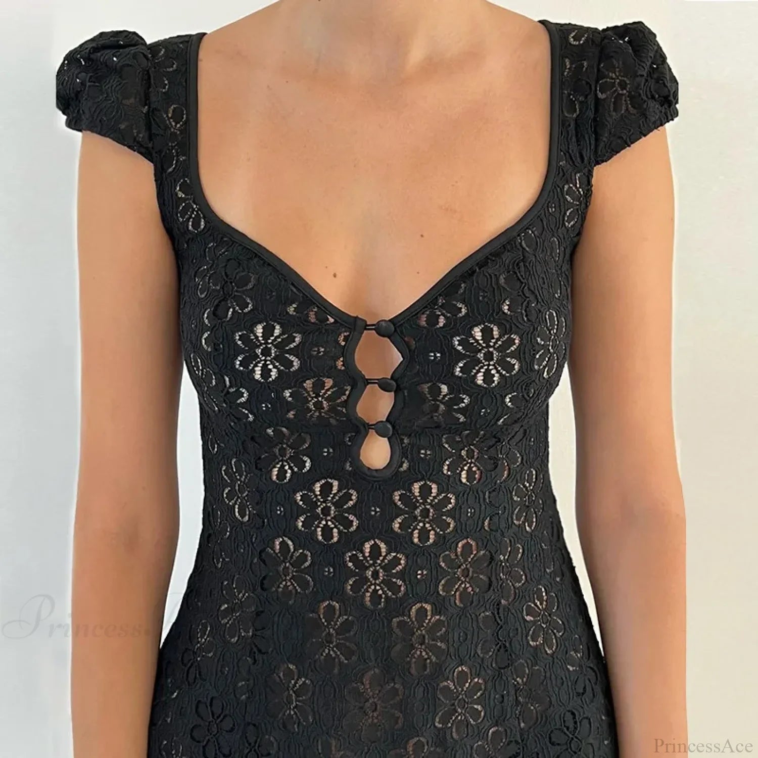 Lace Ruffle Backless Mini Dress image 5